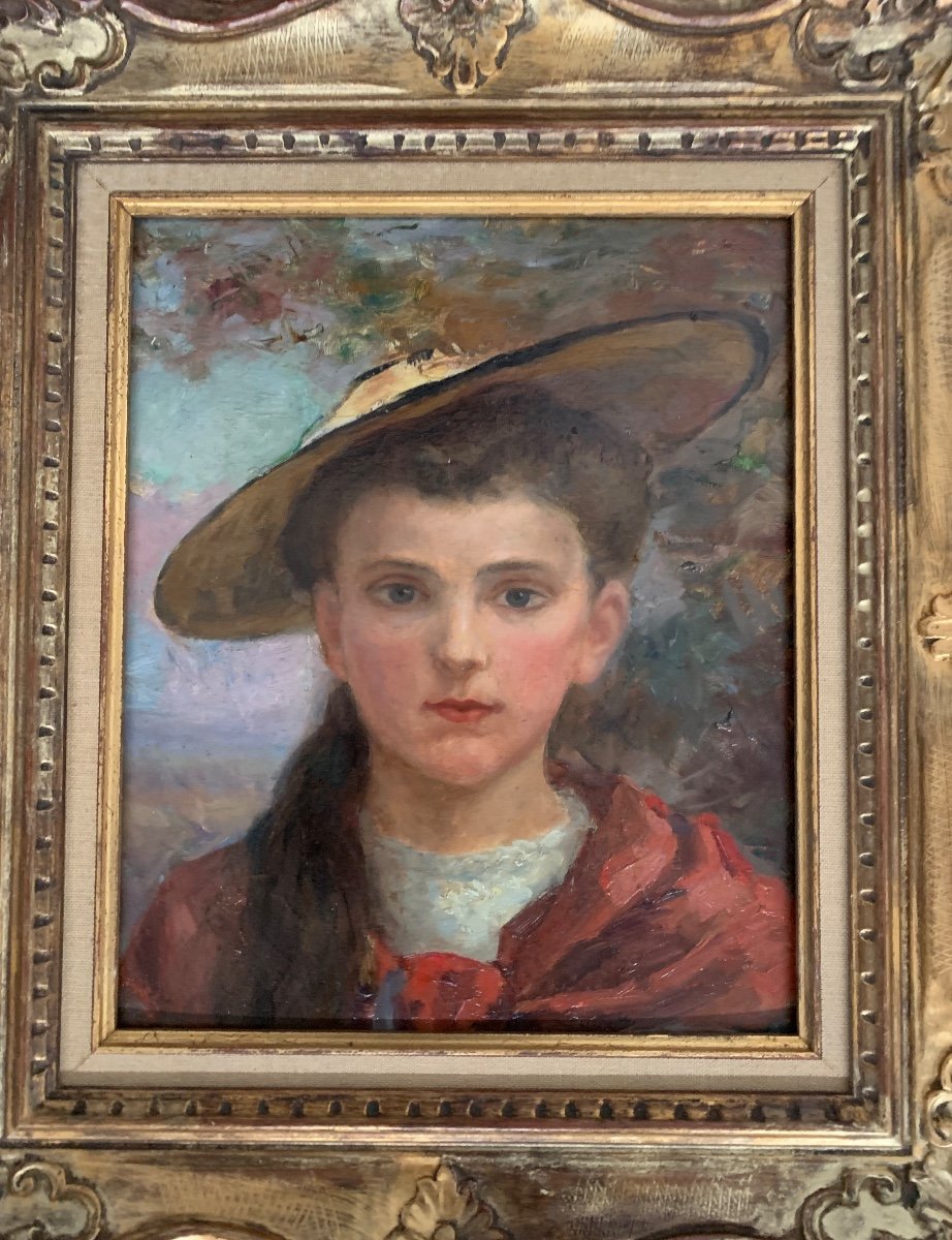 Portrait Of Young Girl In Hat Oil On Panel 1930